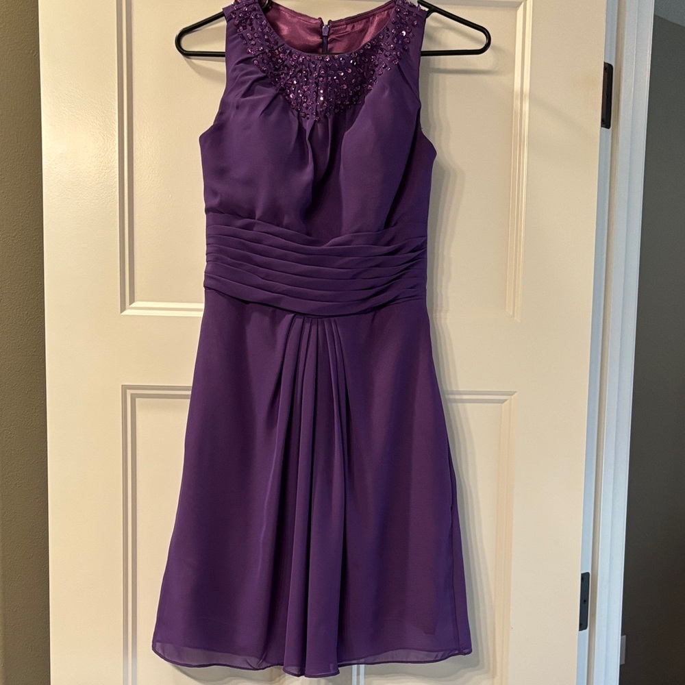 Bridesmaid Purple Sleeveless Dress